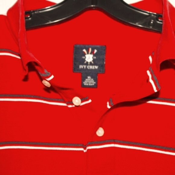 Ivy Other - Ivy Crew Striped Polo Shirt XL Red Classic Cotton Preppy Casual Golfcore